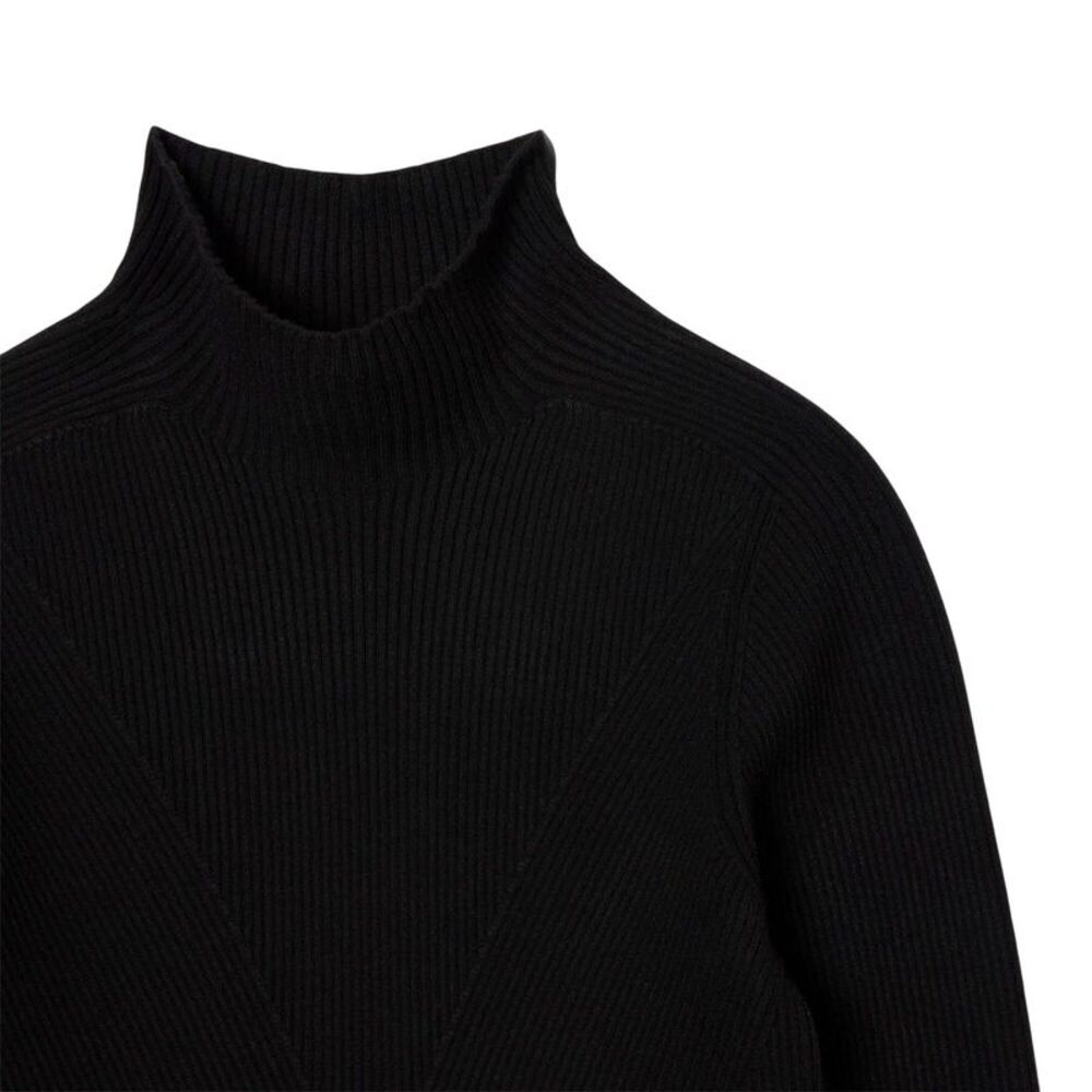 Lacoste Womens/Ladies Rib Knit High-Neck Sweater Top / Black - Picture 5 of 6